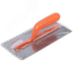 Гладилка стальная с пластиковой ручкой, 280х130 мм зубчатая, зуб 6х6 мм - фото 3