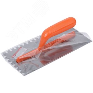 Гладилка стальная с пластиковой ручкой, 280х130 мм зубчатая, зуб 8х8 мм - фото 3