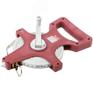 Рулетка землемерная, красный открытый корпус, фибергласовая лента 30 м - фото 2