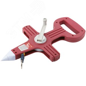 Рулетка землемерная, стальная лента, красный открытый пластиковый корпус 20 м - фото 2