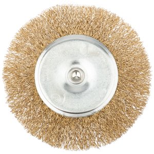 Кордщетка дисковая прямая, со шпилькой, стальная латунированная волнистая проволока 100 мм - фото 2
