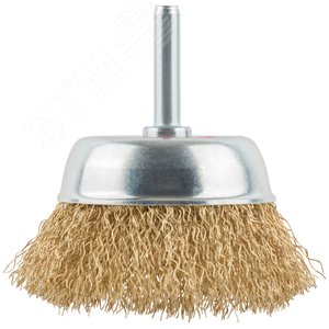 Кордщетка чашечная, со шпилькой, стальная латунированная волнистая проволока 65 мм - фото 2