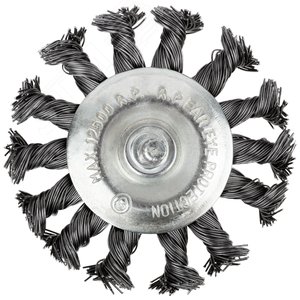 Кордщетка дисковая прямая, со шпилькой, стальная витая проволока 75 мм - фото 2