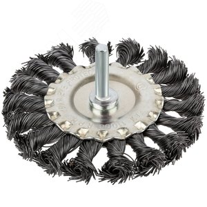 Изображение товара Кордщетка дисковая прямая, со шпилькой, стальная витая проволока 100 мм (шт)