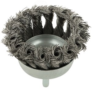 Кордщетка чашечная, со шпилькой, стальная витая проволока 65 мм - фото 6