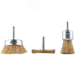Корщетки со штифтом, набор 3 шт. ( колесо 50 мм / чашка 50 мм / венчик 25 мм ) - фото 2