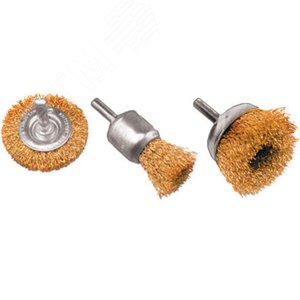 Корщетки со штифтом, набор 3 шт. ( колесо 50 мм / чашка 50 мм / венчик 25 мм ) - фото 1