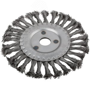 Кордщетка дисковая прямая, посадочный диаметр 22.2 мм, стальная витая проволока 180 мм - фото 2