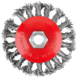 Корщетка-колесо с наклоном, гайка М14, стальная витая проволока 100 мм - фото 2