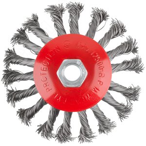 Корщетка-колесо с наклоном, гайка М14, стальная витая проволока 115 мм - фото 2