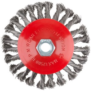 Корщетка-колесо с наклоном, гайка М14, стальная витая проволока 125 мм - фото 2