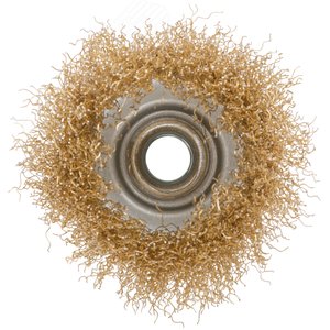 Кордщетка чашечная, гайка М14, стальная латунированная волнистая проволока 75 мм - фото 2