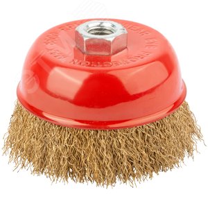 Изображение товара Кордщетка чашечная, гайка М14, стальная латунированная волнистая проволока 100 мм (шт)