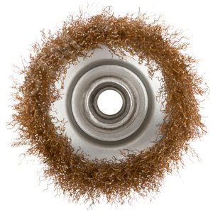 Кордщетка чашечная, гайка М14, стальная латунированная волнистая проволока 100 мм - фото 2