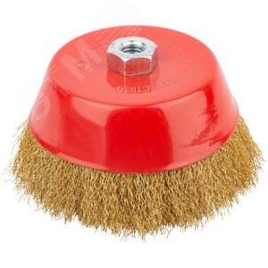 Изображение товара Кордщетка чашечная, гайка М14, стальная латунированная волнистая проволока 150 мм (шт)