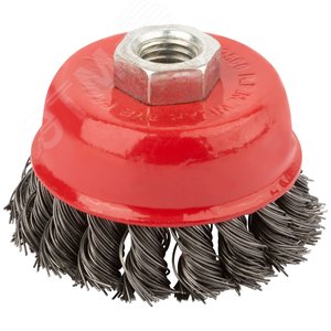 Кордщетка чашечная, гайка М14, стальная витая проволока 75 мм - фото 1