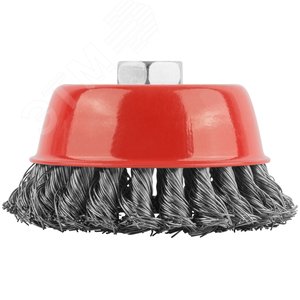 Кордщетка чашечная, гайка М14, стальная витая проволока 100 мм - фото 4