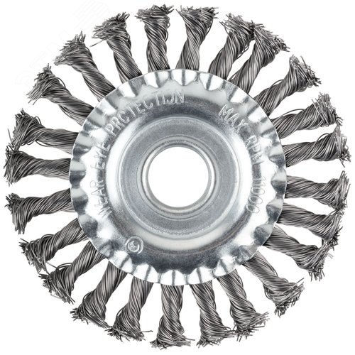 Корщетка-колесо, посадочный диаметр 22,2 мм, стальная витая проволока 125 мм, блистер - фото 2