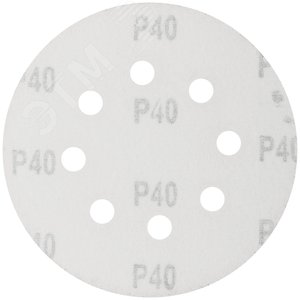 Круги шлифовальные с отверстиями (липучка), алюминий-оксидные, 125 мм, 5 шт Р 40 гибкая -14А - фото 2