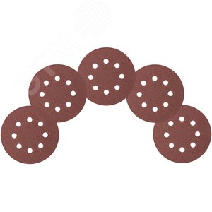 Круги шлифовальные с отверстиями (липучка), алюминий-оксидные, 125 мм, 5 шт Р 40 гибкая -14А - фото 6