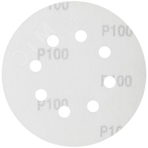 Круги шлифовальные с отверстиями (липучка), алюминий-оксидные, 125 мм, 5 шт Р 100 гибкая -14А - фото 2