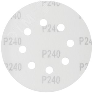 Круги шлифовальные с отверстиями (липучка), алюминий-оксидные, 125 мм, 5 шт Р 240 гибкая -14А - фото 2