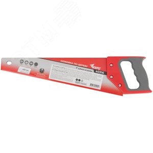 Ножовка по дереву, средний каленый зуб 7 ТPI, 2D заточка, пластиковая прорезиненная ручка 400 мм - фото 3