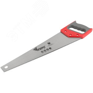 Ножовка по дереву, средний каленый зуб 7 ТPI, 2D заточка, пластиковая прорезиненная ручка 450 мм - фото 2