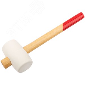 Киянка резиновая белая, деревянная ручка 45 мм (225 гр) - фото 2