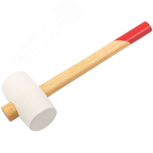 Киянка резиновая белая, деревянная ручка 50 мм (340 гр) - фото 2