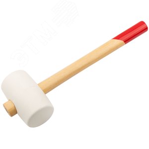Киянка резиновая белая, деревянная ручка 60 мм (450 гр) - фото 2