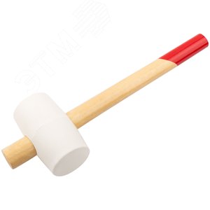 Киянка резиновая белая, деревянная ручка 70 мм (680 гр) - фото 2