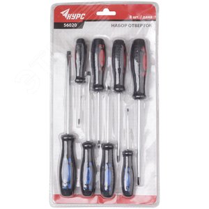 Отвертки ''Стандарт'', CrV сталь, магнитный наконечник, двухцветная прорезиненная ручка, набор 8 шт - фото 2