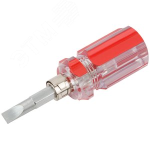 Отвертка с переставным жалом ''коротыш'', пластиковая красная прозрачная ручка 6x28 мм PH2/SL6 - фото 2