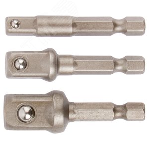 Изображение товара Адаптеры под головки с хвостовика U-типа под биты, набор 3 шт легированная сталь (шт)