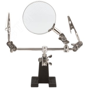 Зажим для пайки с лупой (Пост монтажный ''3-я рука'') 62 мм - 3Х - фото 2