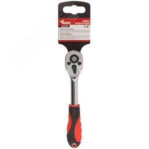 Вороток (трещотка), механизм легированная сталь 40Cr, пластиковая прорезиненная ручка, 1/4'', 24 зубца - фото 3