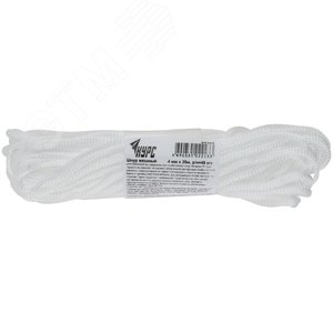 Шнур вязаный полипропиленовый без сердечника 4 мм х 20 м, р/н= 49 кгс - фото 3