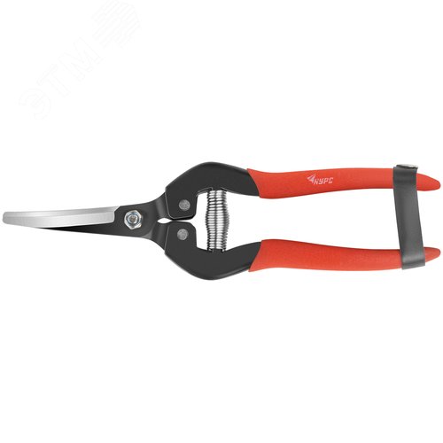 Изображение товара Секатор садовый, режущие кромки внахлест, изогнутые лезвия, ПВХ накладки на ручки 190 мм (шт)