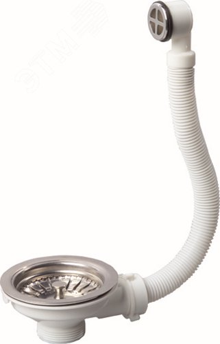 Изображение товара Выпуск для мойки D90 мм из нержавеющей стали с круглым переливом