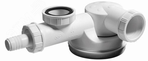 Изображение товара Сифон ESPACE для мойки без выпуска 1 1/2x40 мм сверхплоский с отводом для стиральных машин