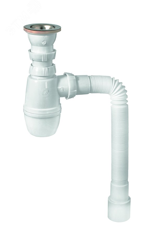 Изображение товара Сифон МИНОР для мойки с выпуском 1'1/2x40 мм и гофротрубой L800