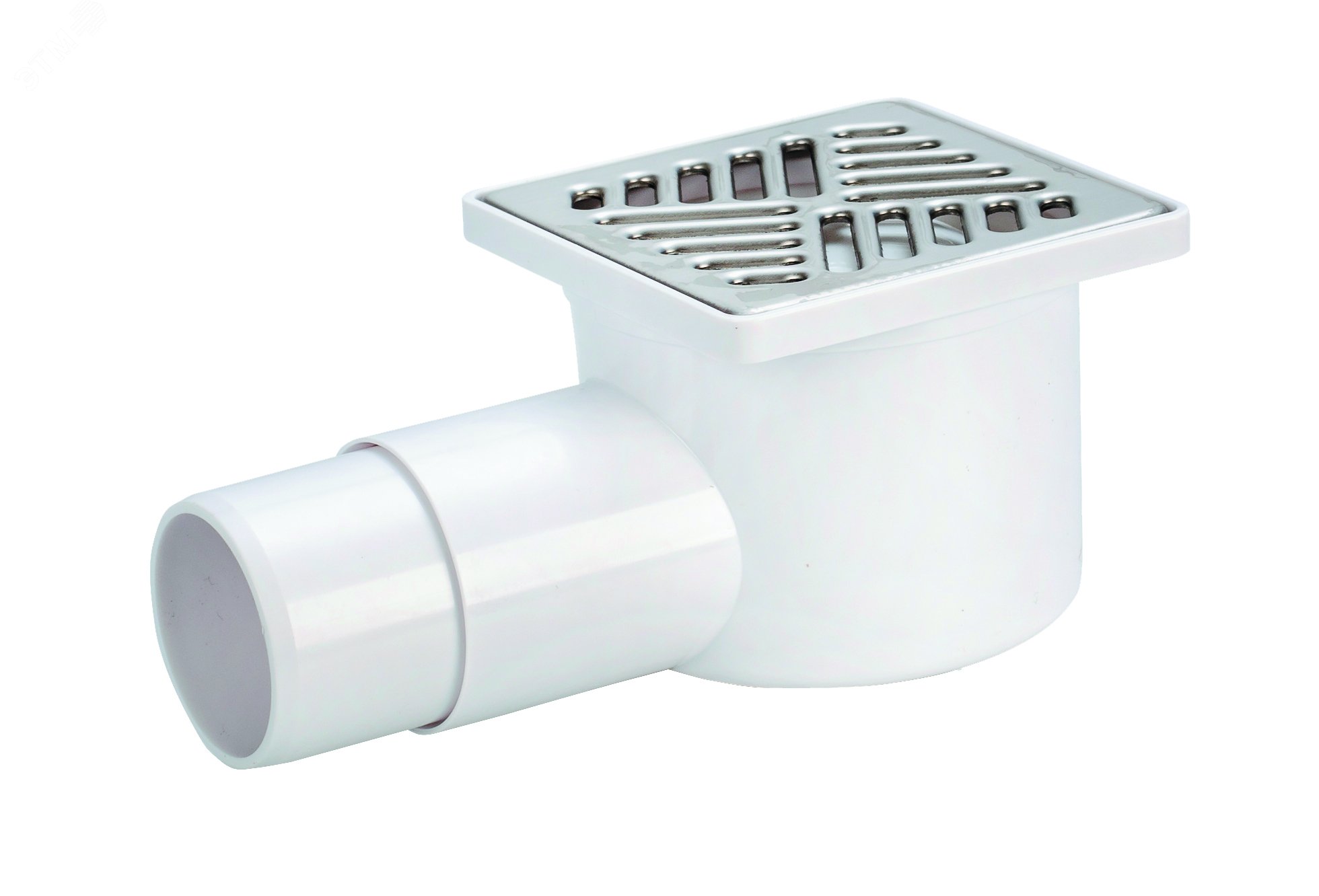 Изображение товара Трап сливной с металлической решеткой рисунок линии 100х100 Франция Wirquin