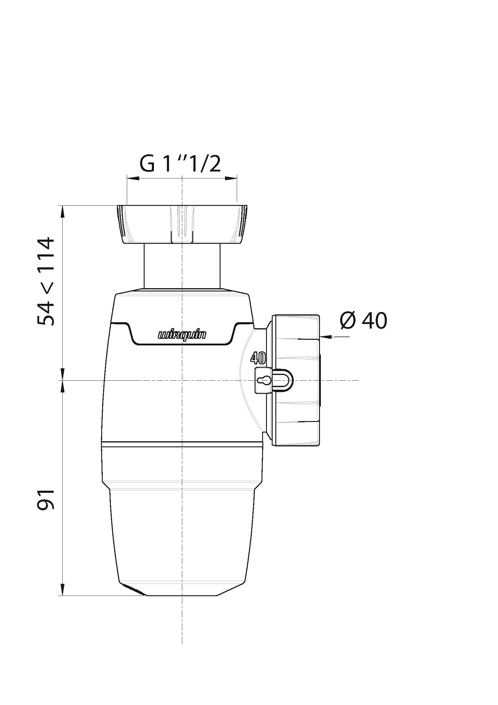 Изображение товара Сифон WIRQUIN NEO для мойки без выпуска 1 1/2x40 мм надежное и стильное решение