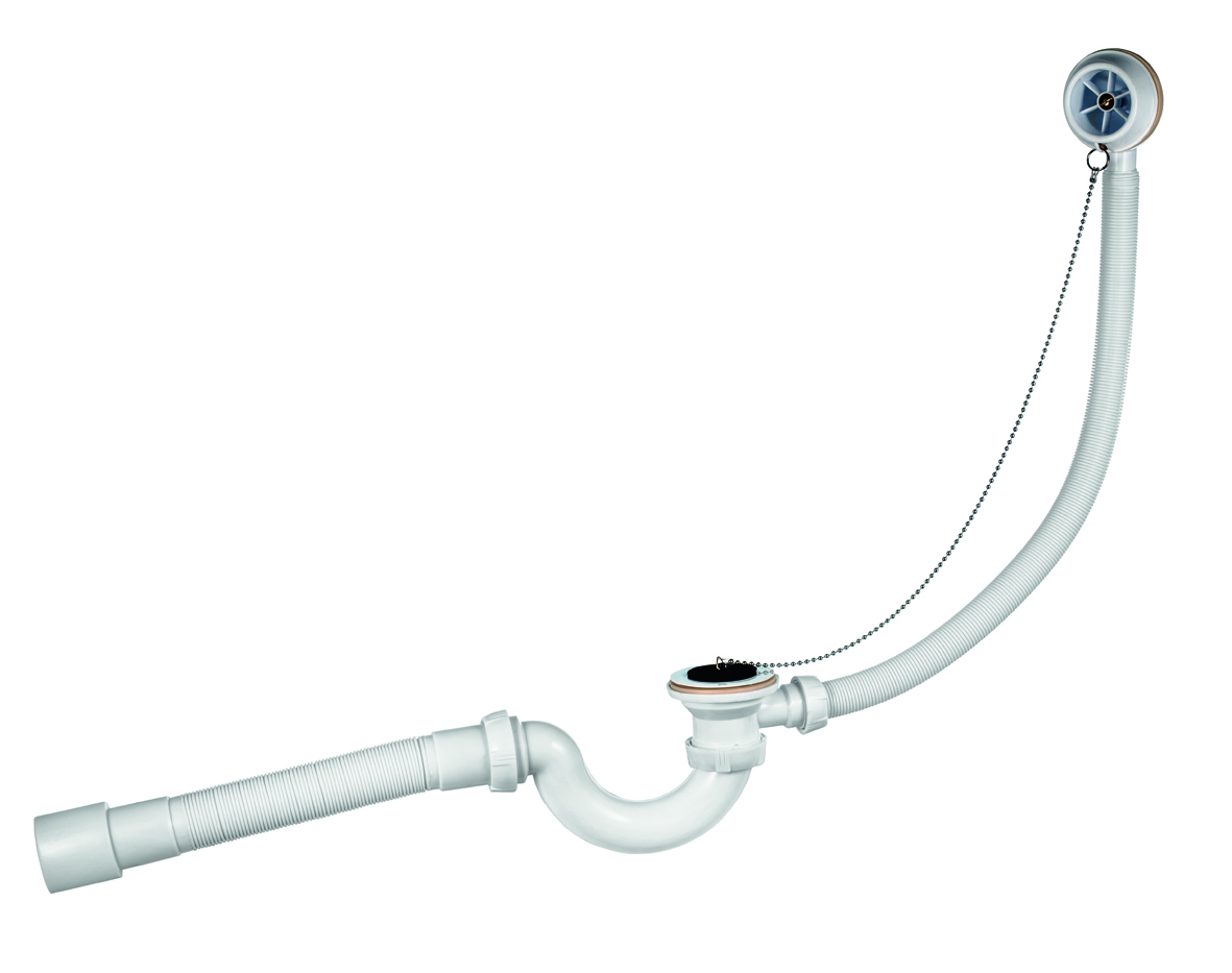 Слив-перелив S-образный с гофротрубой на 40X40/50 мм выпуск пластик