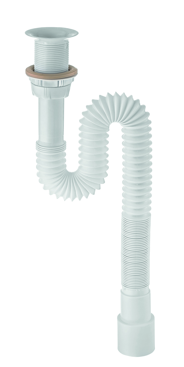 Сифон гофрированный для раковины 1'1/4x40/50 мм L800 мм выпуск пластик