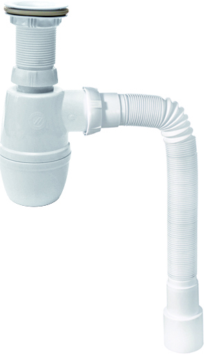 Сифон гофрированный для раковины 1'1/4x40 мм с гофротрубой 40X40/50 мм L800 мм выпуск пластик