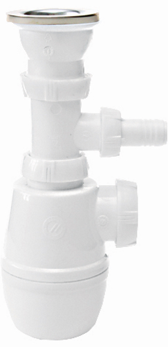 Сифон МИНОР для мойки с выпуском 1'1/2x40 мм с отводом для стиральной или посудомоечной машины