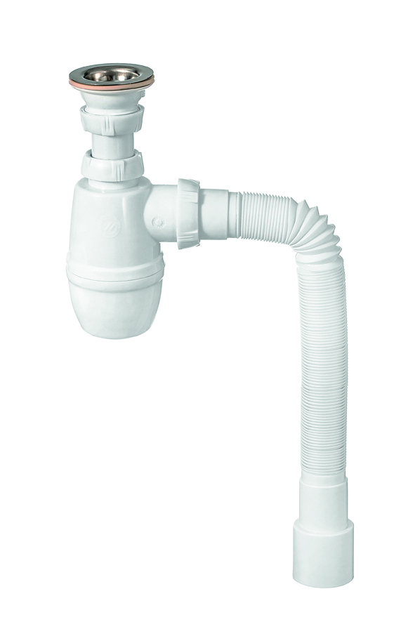 Сифон МИНОР для раковины с выпуском 1'1/4x40 мм с гофротрубой L800 мм 40x40/50 мм
