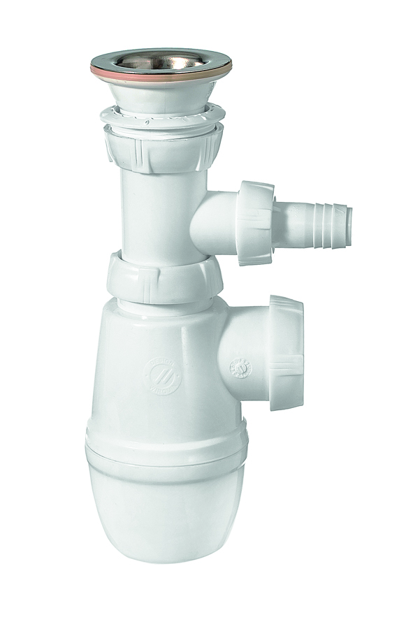 Сифон МИНОР для раковины с выпуском 1'1/4x40 мм с отводом для стиральной или посудомоечной машины